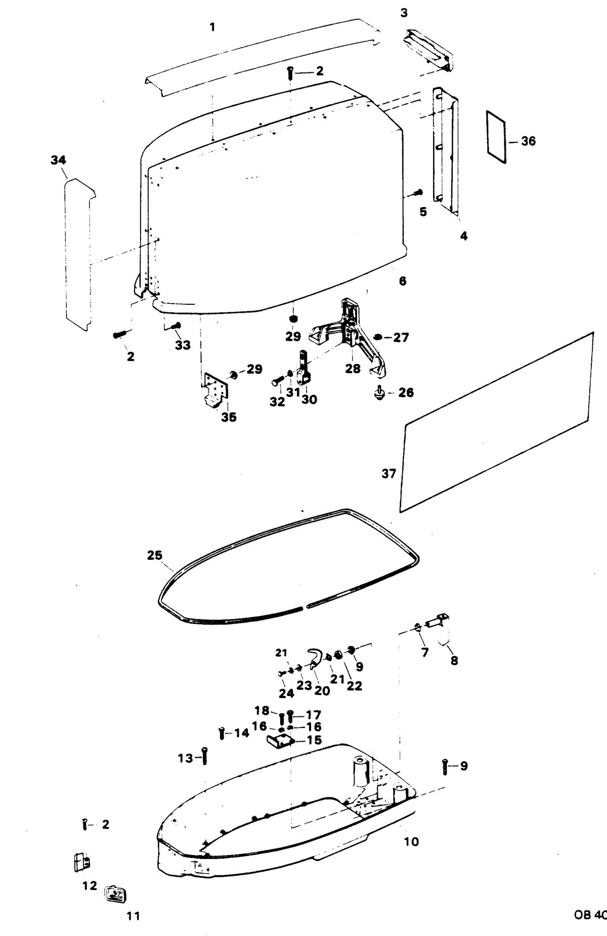 FORCE FORCE 85 H.P. ENGINE COVER AND SUPPORT PLATE