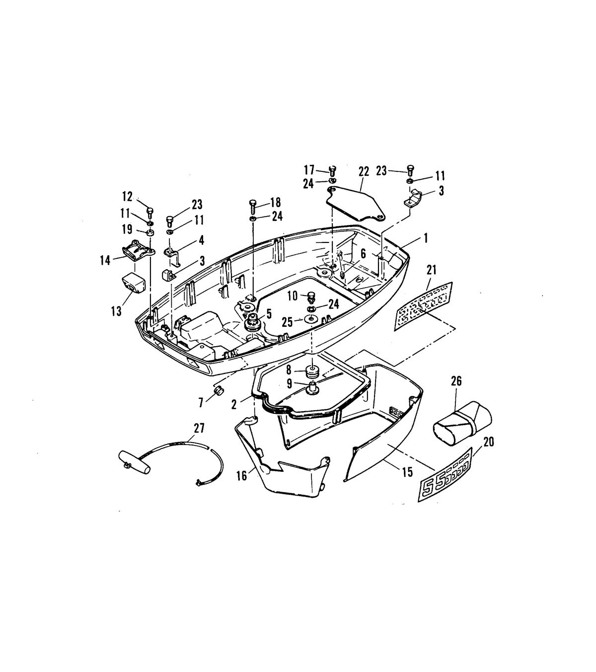MARINER 55 HP BOTTOM COWLING