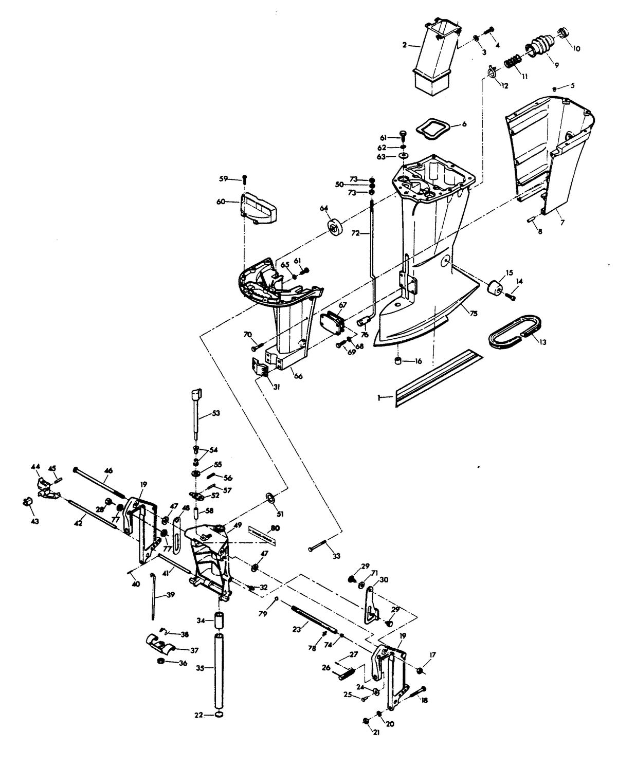 CHRYSLER 85 H.P. MOTOR LEG