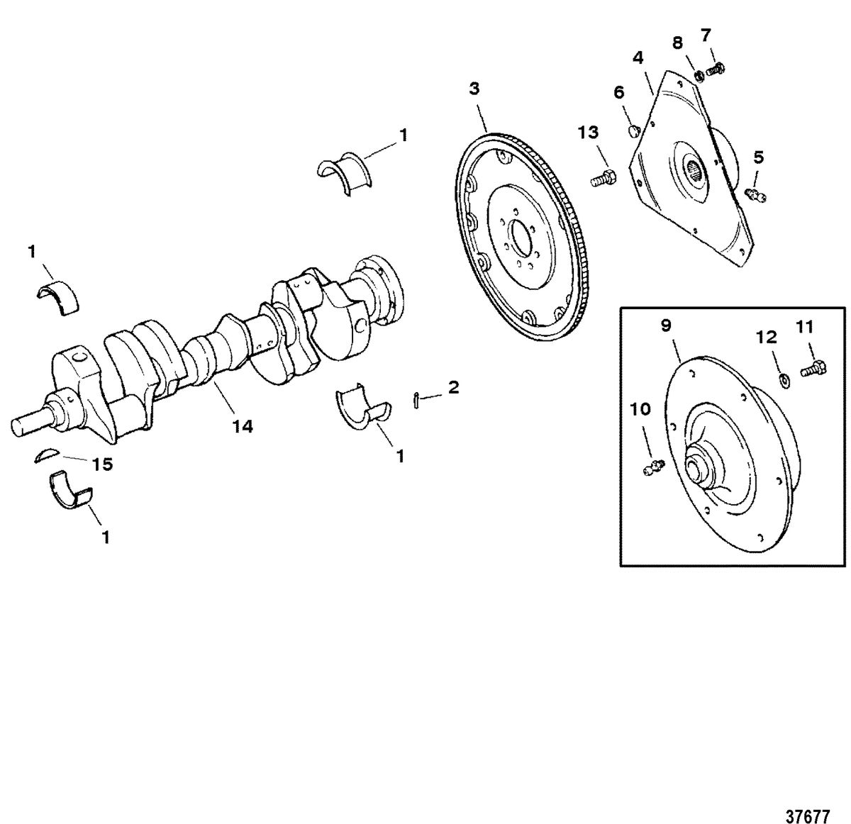 MERCRUISER 200/5.0L/LX 260/5.7L 350 MAG ALPHA/BRAVO CRANKSHAFT AND FLYWHEEL