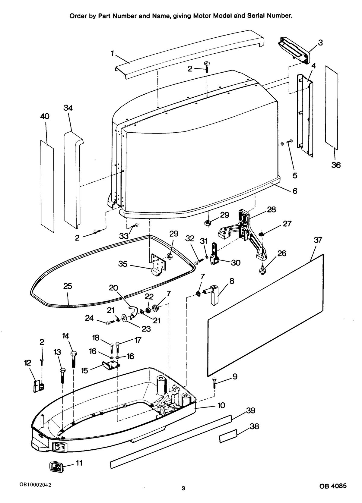 FORCE FORCE 1986 85 H.P. ENGINE COVER AND SUPPORT PLATE