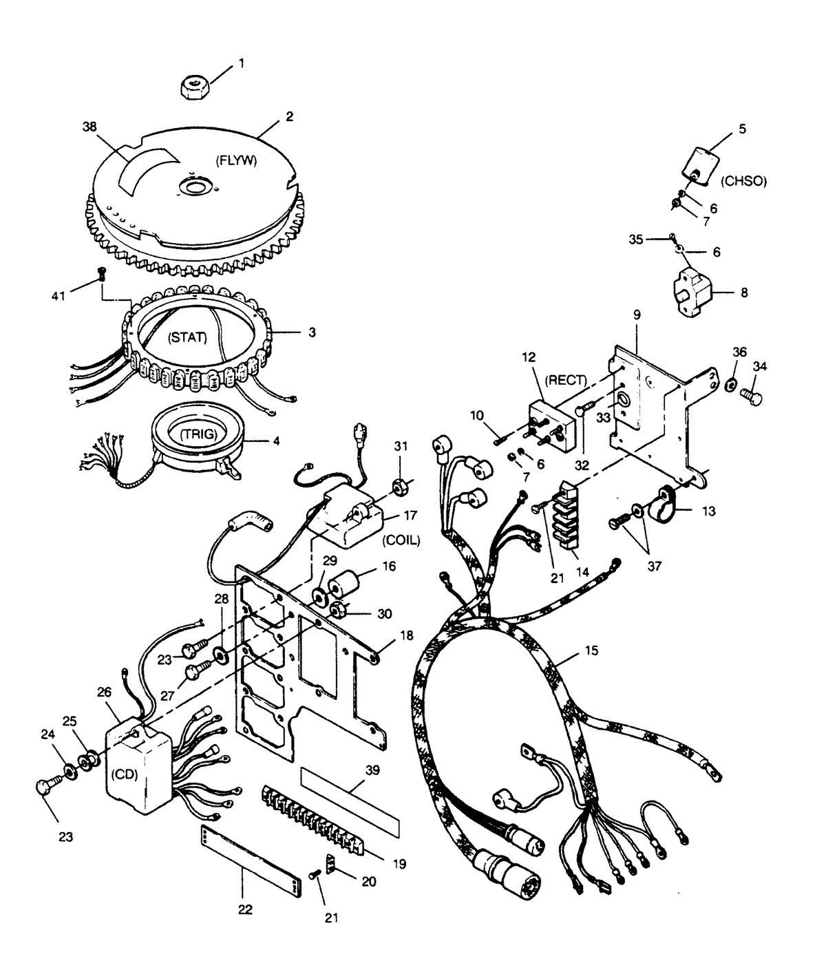 FORCE FORCE 1990 120 H.P. "B" MODEL L-DRIVE ELECTRICAL COMPONENTS