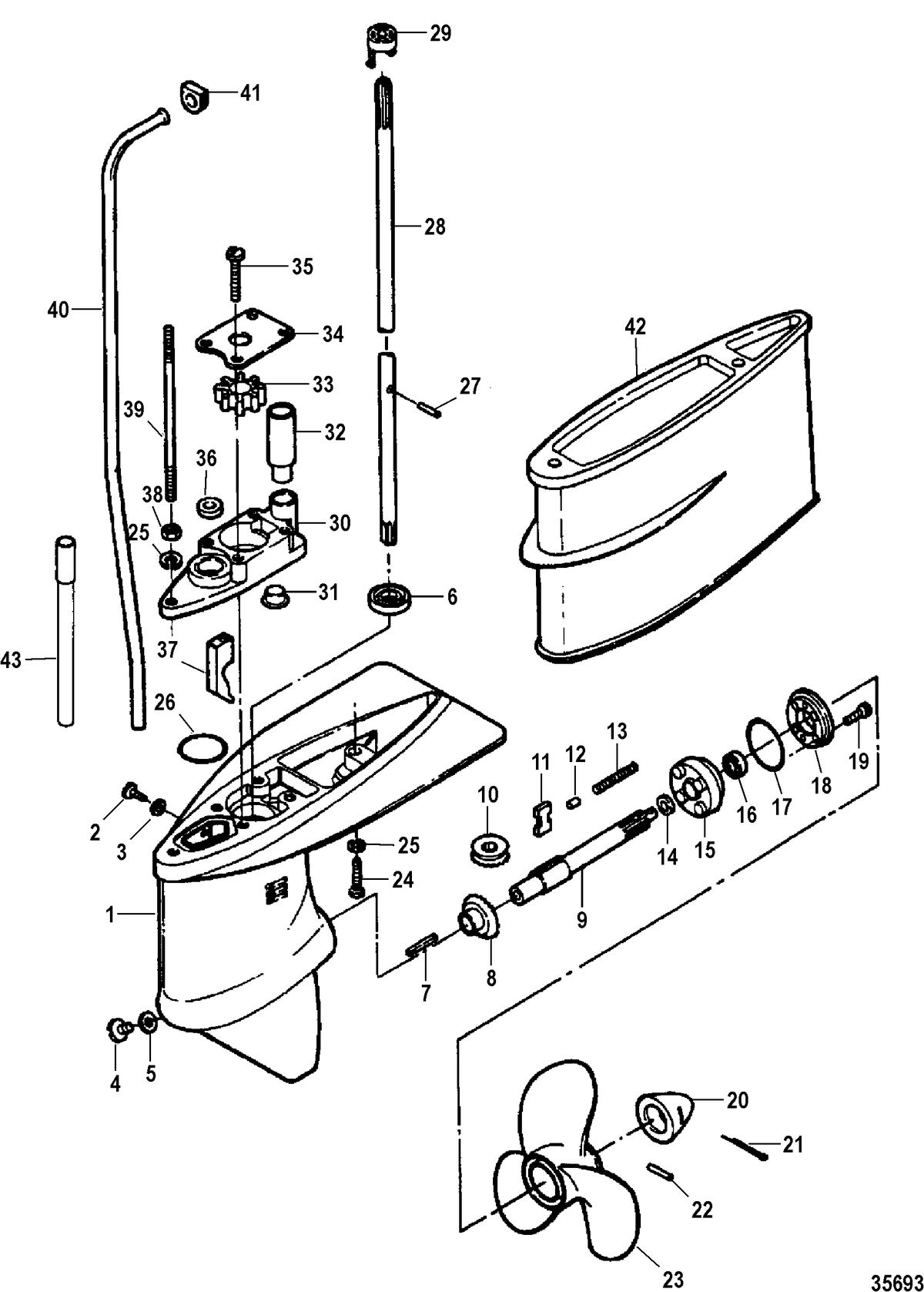 FORCE 5 HP (1998) FORCE GEAR HOUSING ASSEMBLY