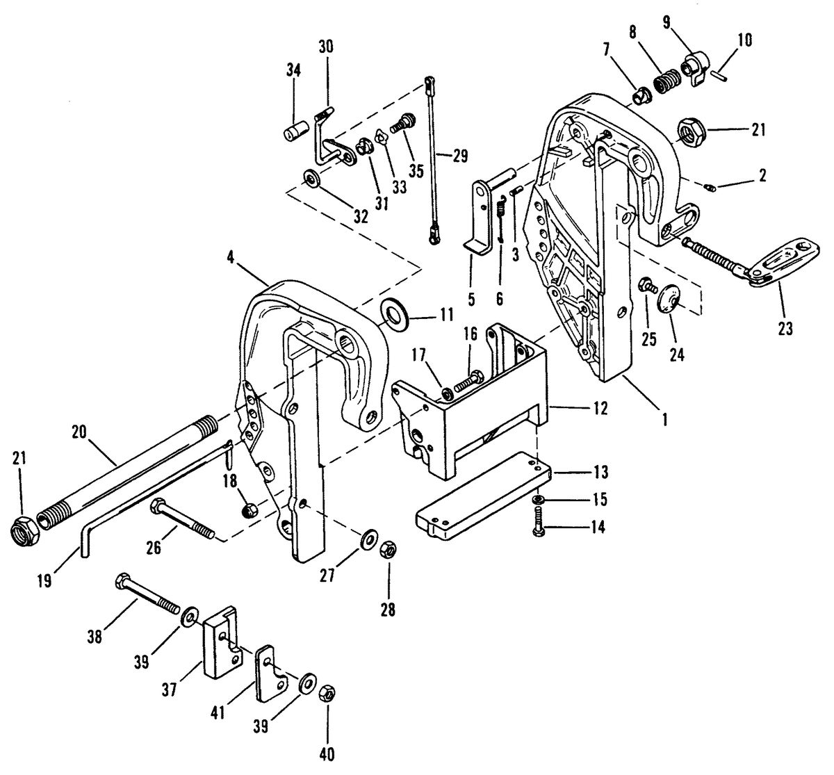 MERCURY/MARINER 50/55/60 HP JET 45 CLAMP BRACKET (55) (S/N: 0D181999 AND BELOW)