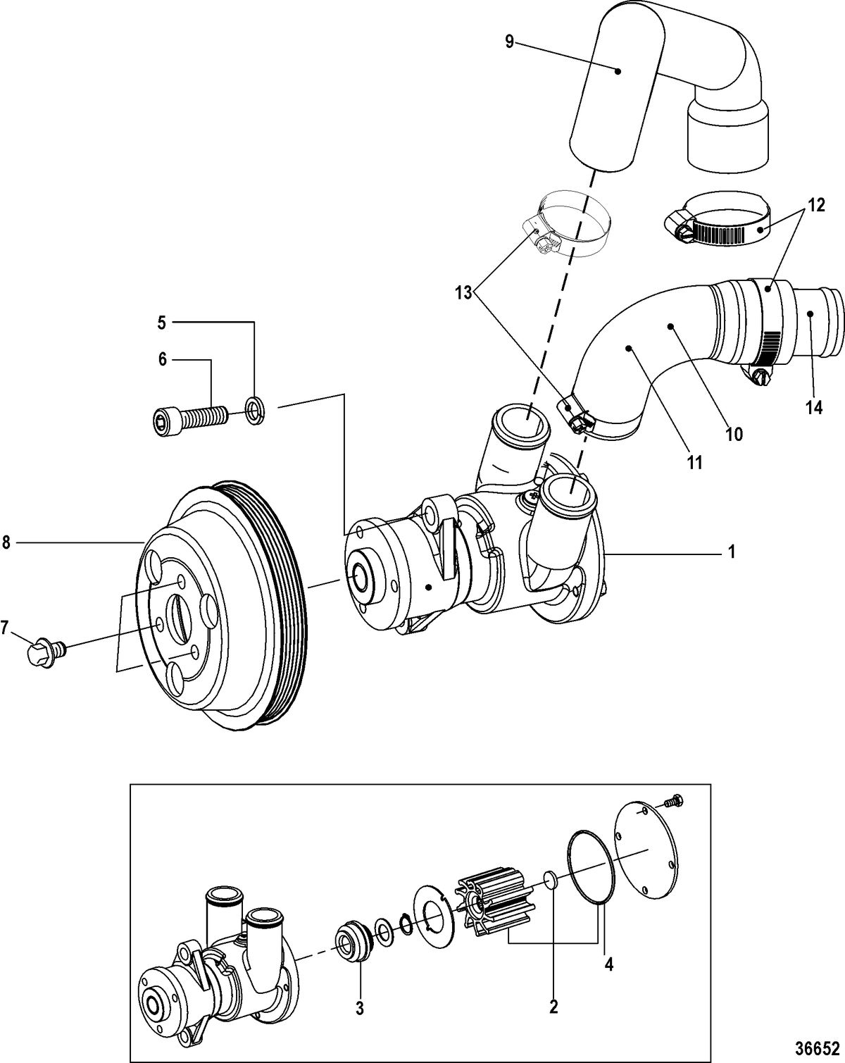 MERCRUISER CUMMINS/MERCRUISER DIESEL QSD-4.2L Water Pump, Jabsco