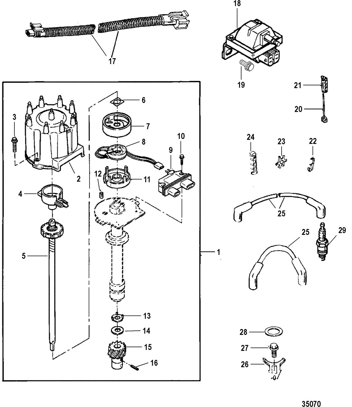 MERCRUISER 7.4L MPI BRAVO L29 (GEN VI) DISTRIBUTOR AND IGNITION COMPONENTS