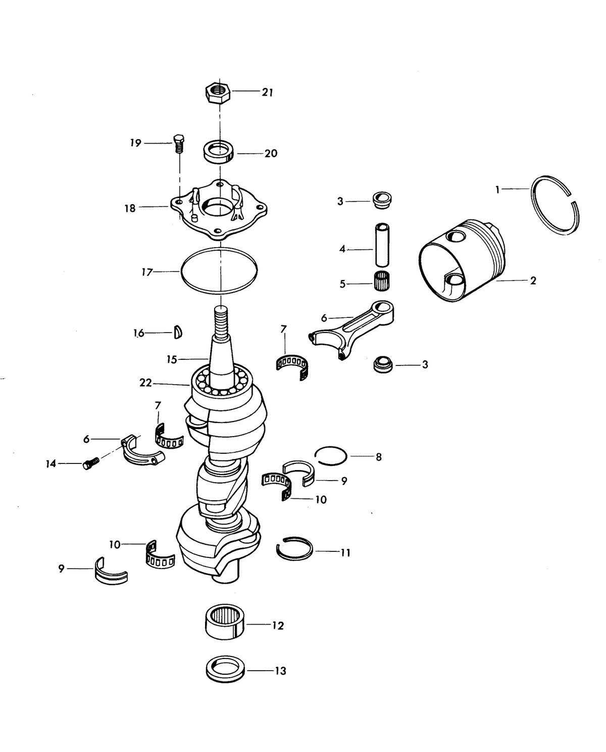 CHRYSLER 75 H.P. CRANKSHAFT AND PISTON GROUP