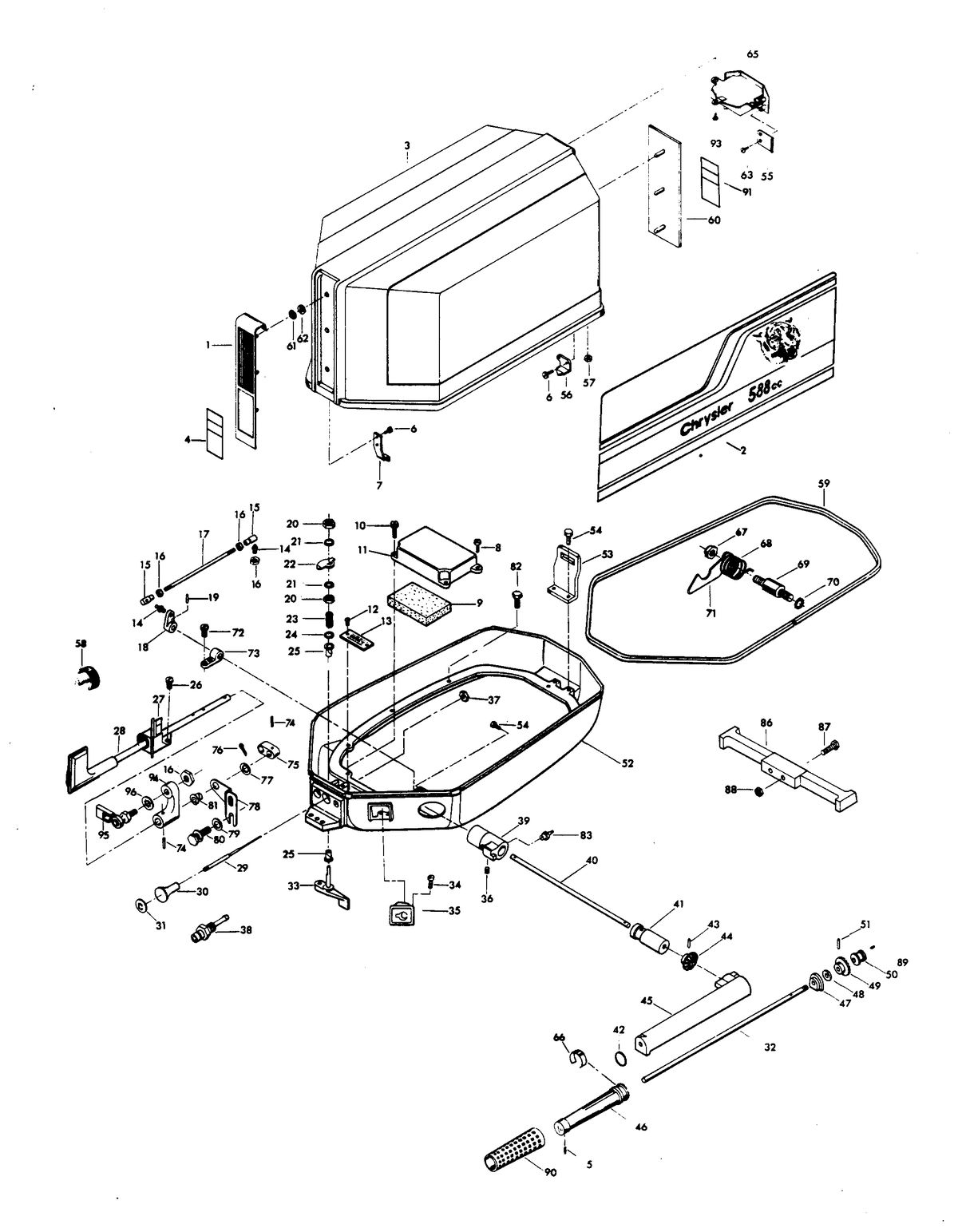 CHRYSLER 35 H.P. ENGINE COVER AND SUPPORT PLATE