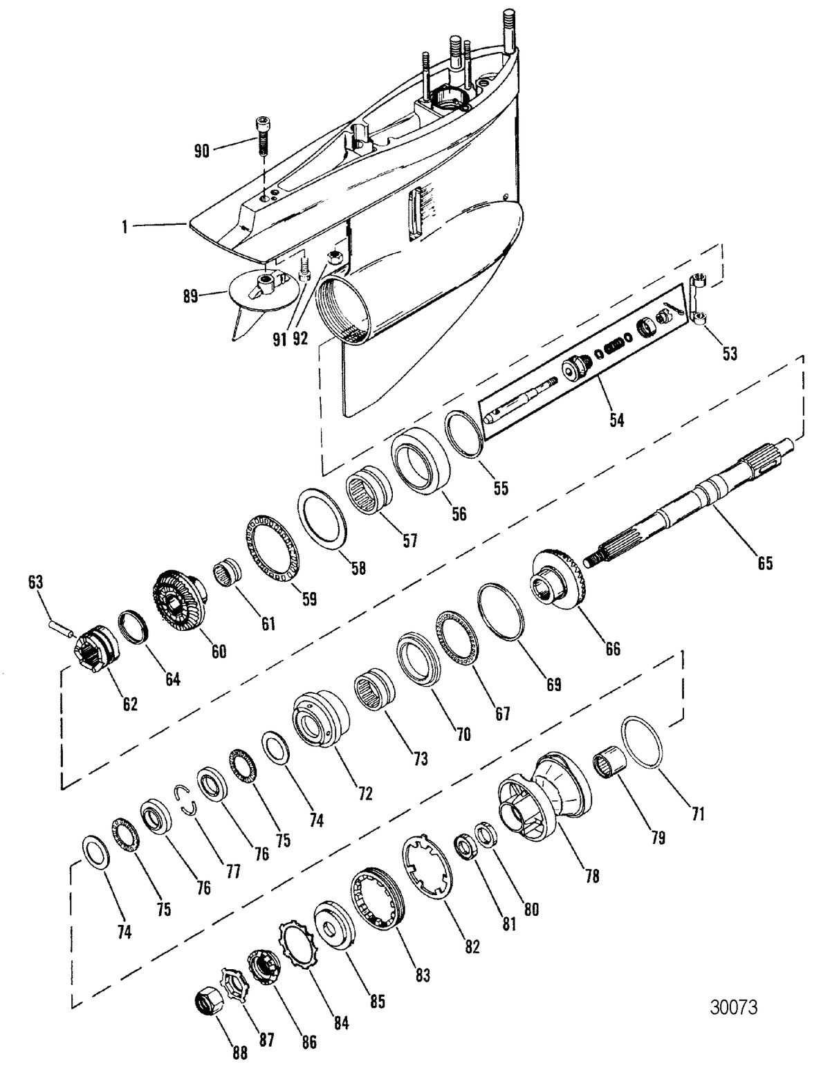 MERCRUISER R/MR ALPHA ONE STERNDRIVE GEAR HOUSING(PROPELLER SHAFT) -(COUNTER ROTATION)