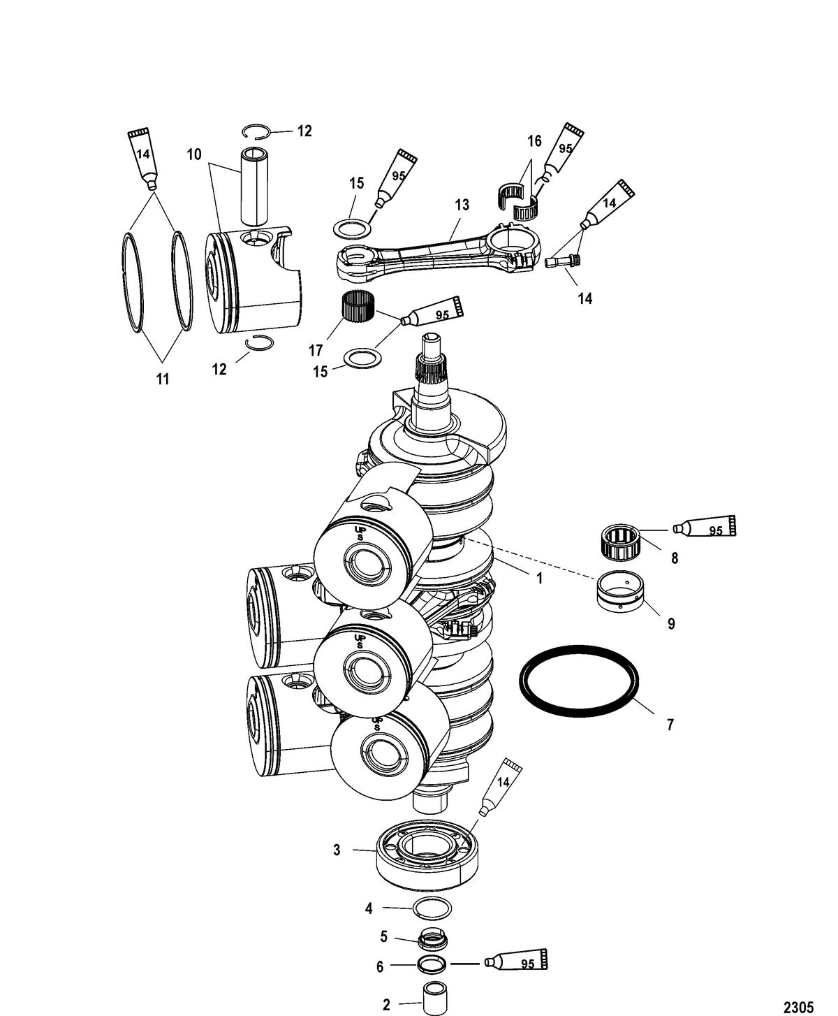 SPORTJET 200 DFI JET DRIVE Crankshaft, Pistons and Connecting Rods