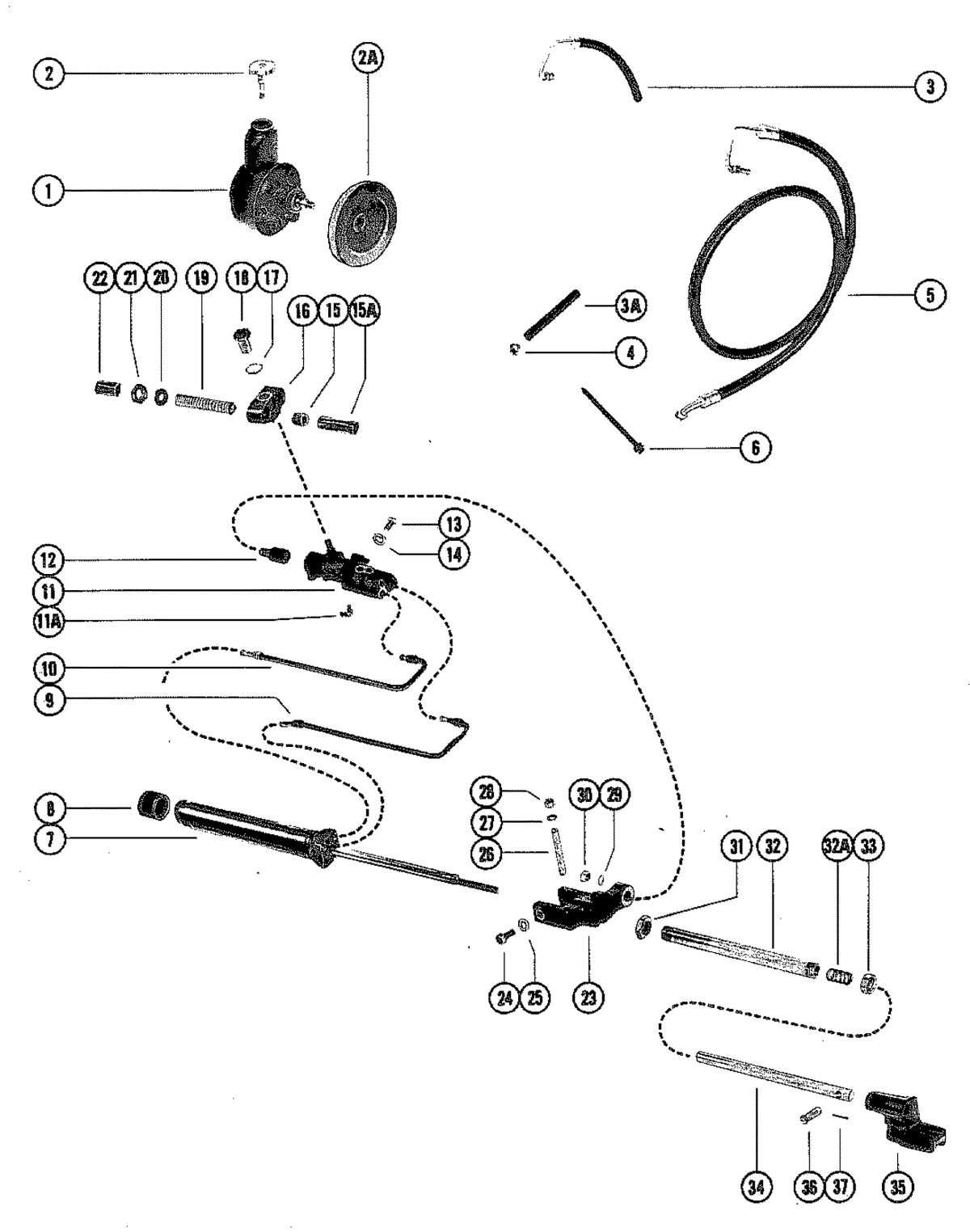 MERCRUISER 898 (STERN DRIVE) 198 (INBOARD) ENGINE POWER STEERING COMPONENTS (WITH HOSES)