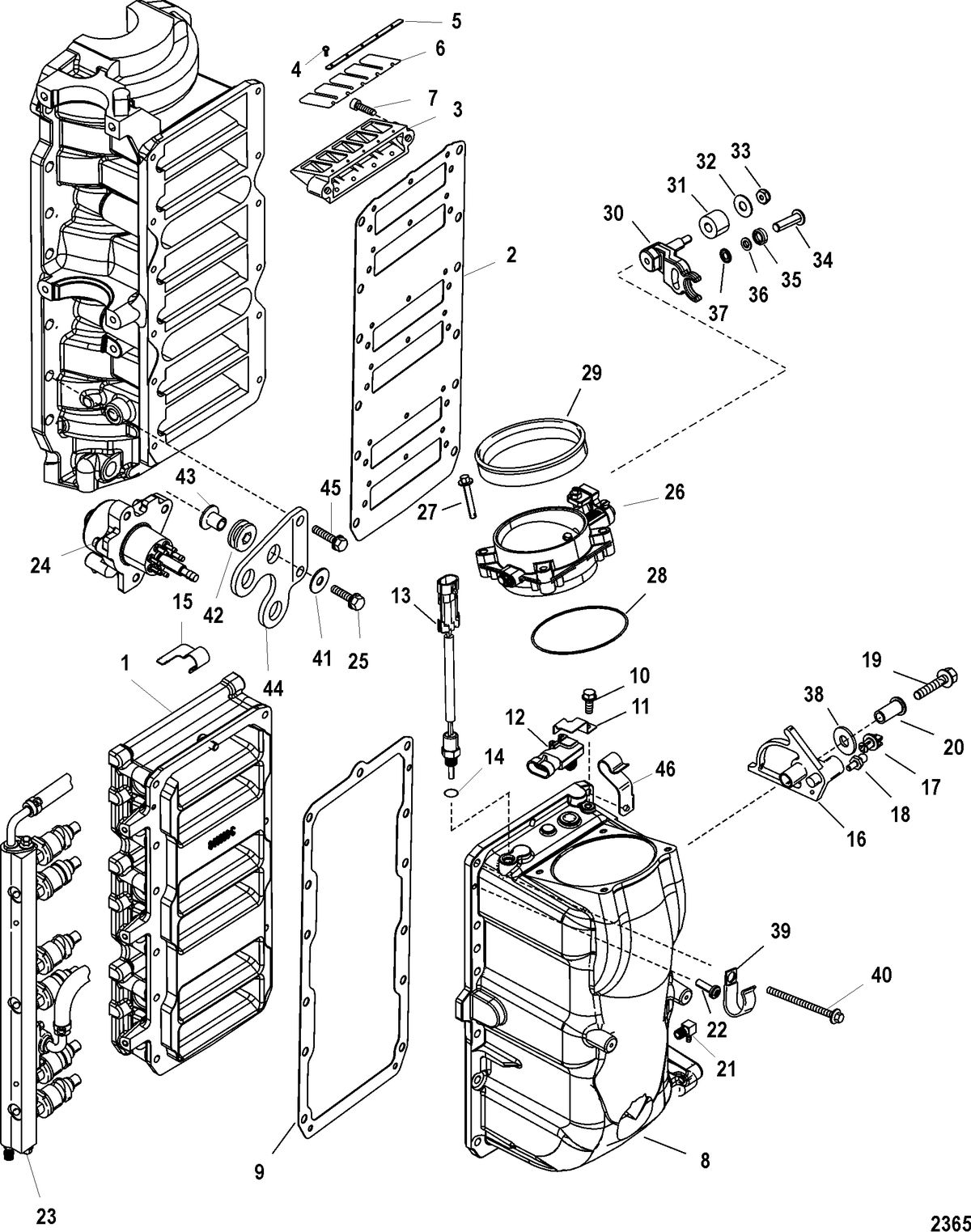 RACE OUTBOARD 300X EFI (3.0L) Air Handler Components(Serial Number 0T818120 and Up)