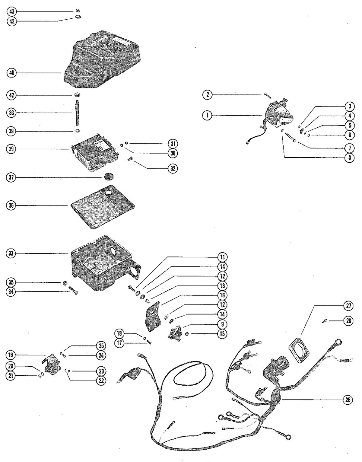 MERCRUISER 330 ENGINE (G.M.) WIRING HARNESS, SWITCH BOX AND IGNITION COIL