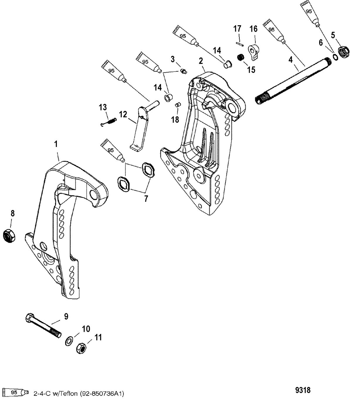 MERCURY/MARINER 200/225 DFI (3.0L) Transom Brackets