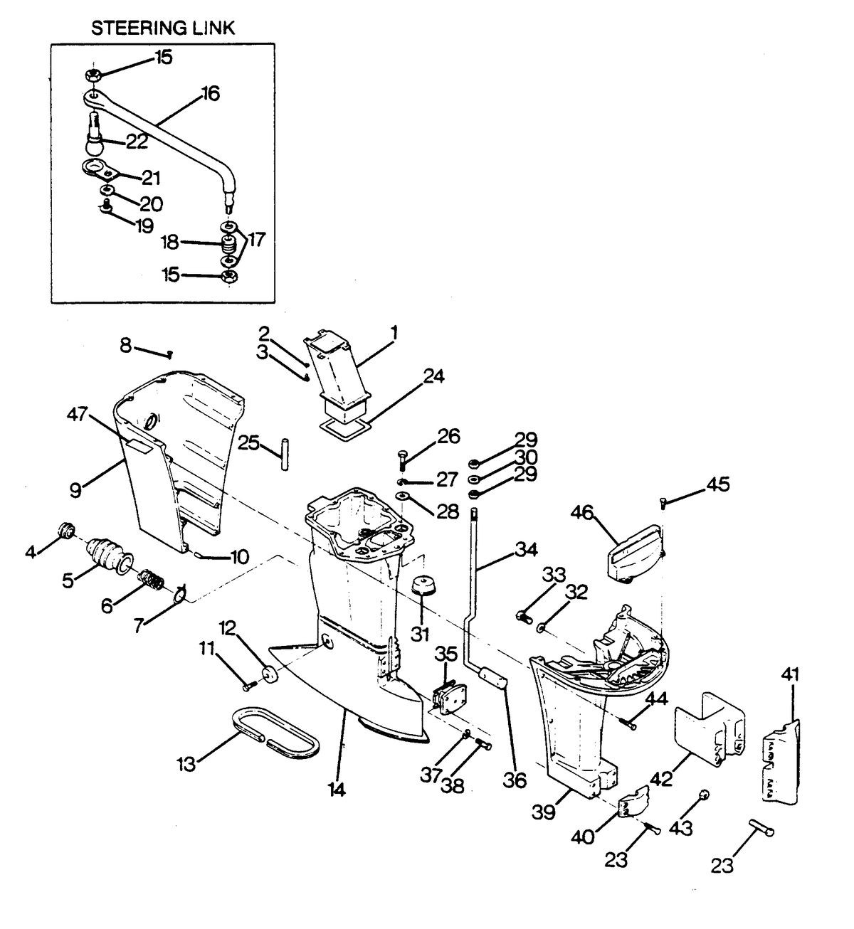 FORCE FORCE 1988 85 H.P. "B" MODELS MOTOR LEG