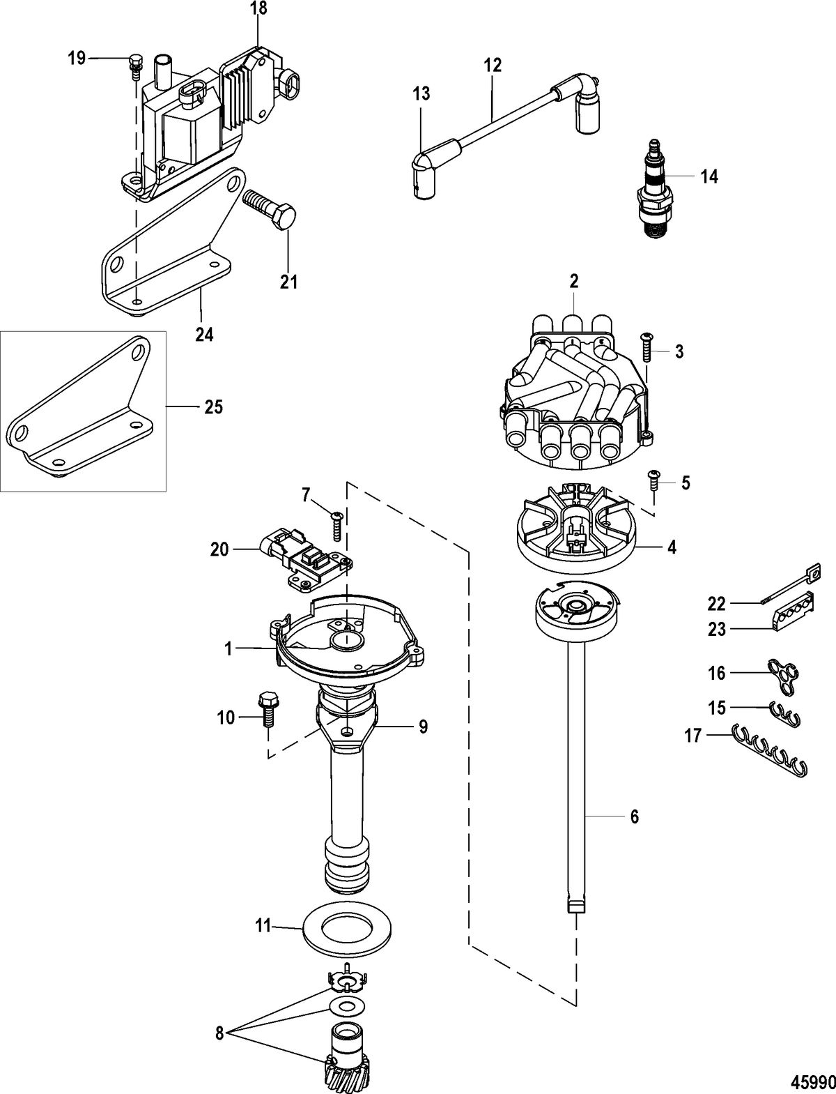 MERCRUISER 4.3L MPI ALPHA/BRAVO EC Distributor and Ignition Components