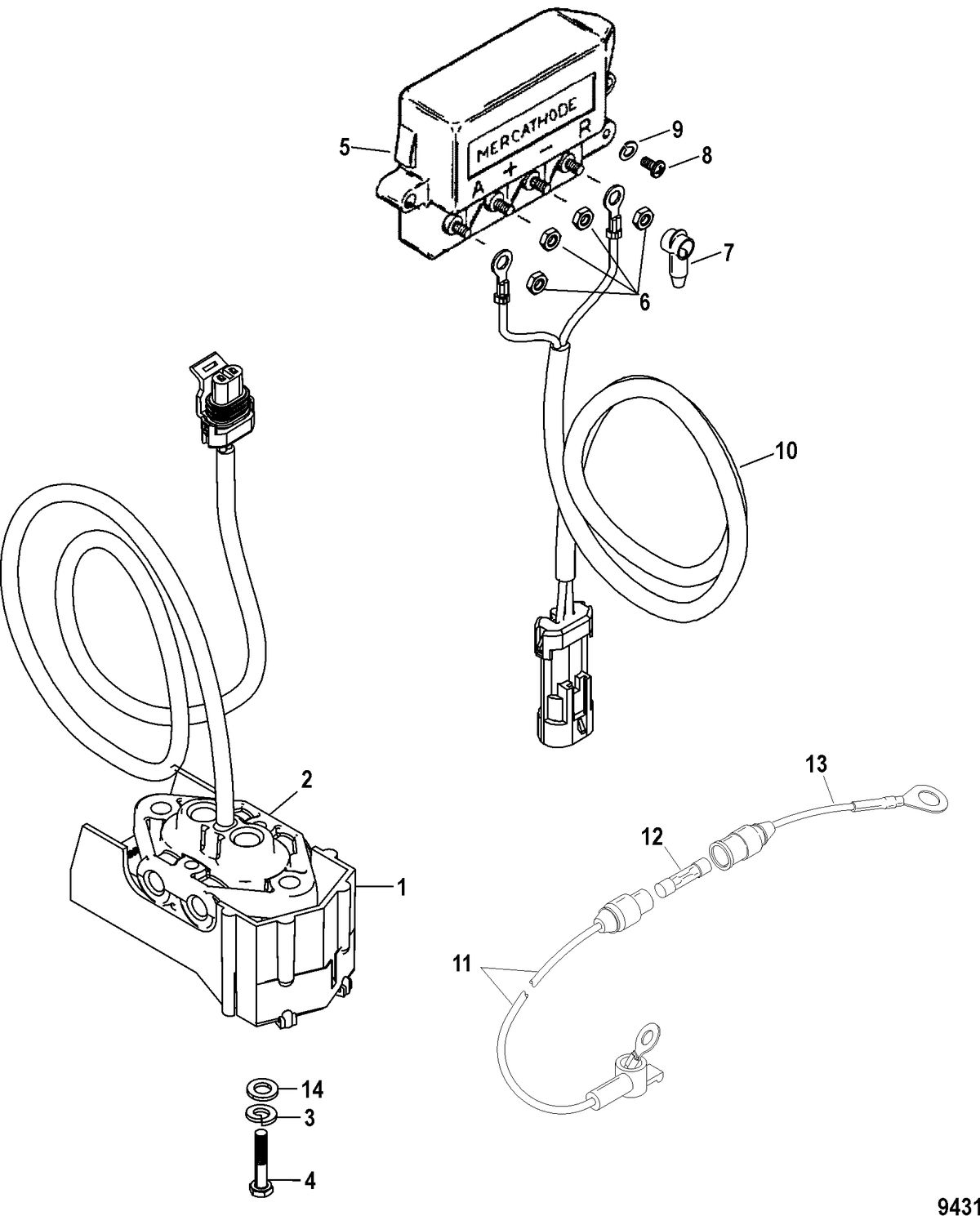 MERCRUISER BRAVO-I XR/XZ STERNDRIVE AND TRANSOM ASSEMBLY Mercathode Kit(Integrated Transom)
