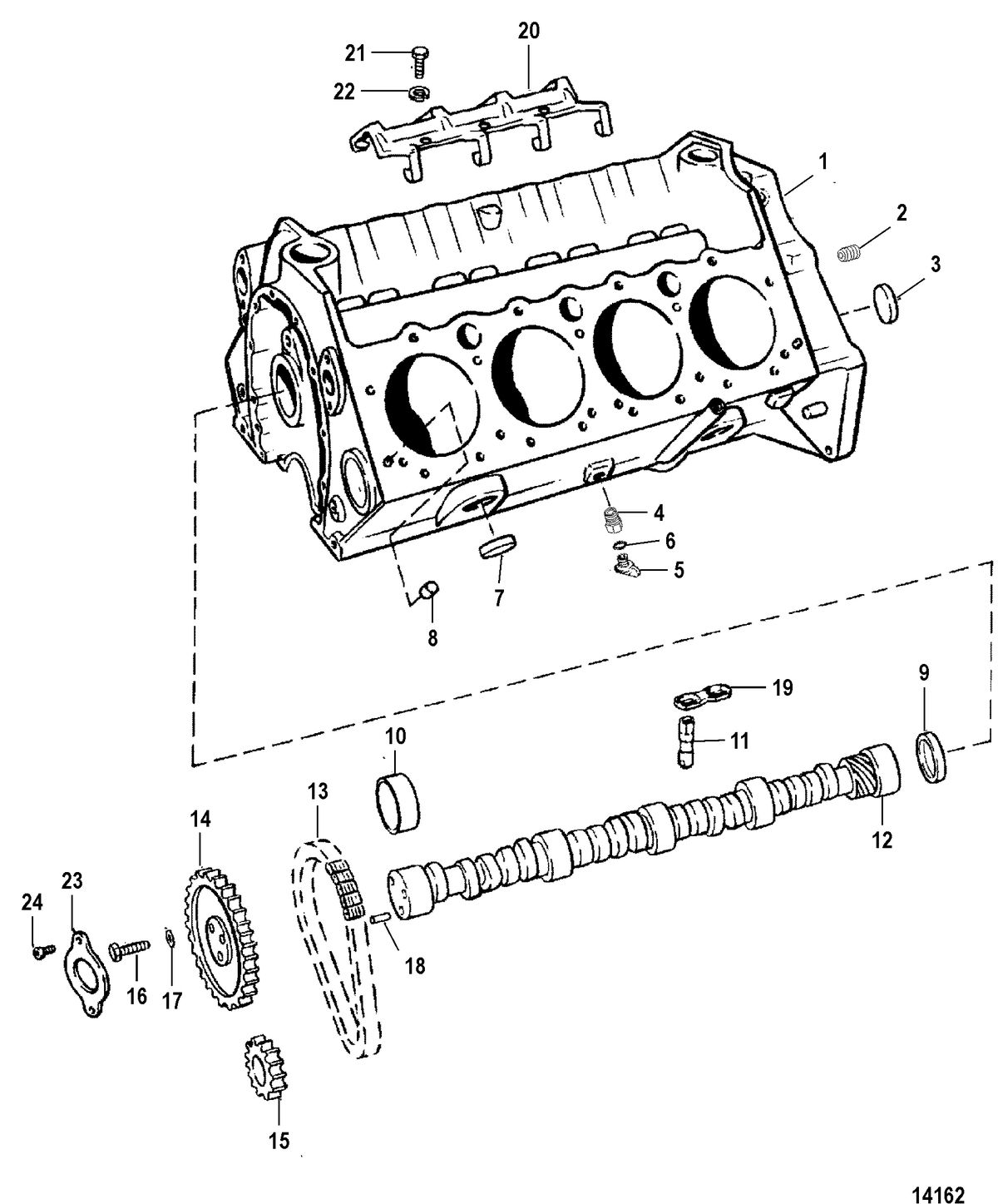 MERCRUISER 350/6.2L MAG MPI (MIE) (GEN+) Cylinder Block and Camshaft