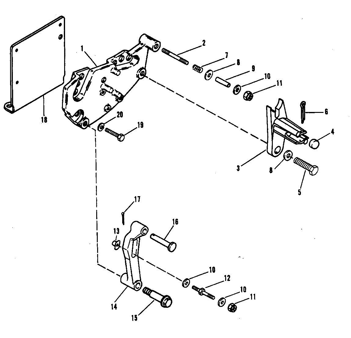 MERCRUISER 465 H.P. ENGINE SHIFT BRACKET