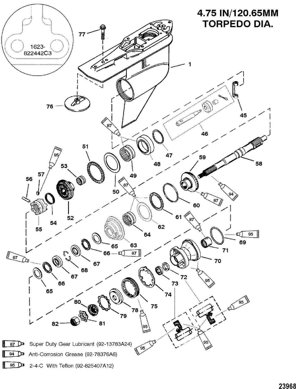 MERCURY/MARINER 225 AND 225 SEAPRO/MARATHON (3.0L CARB) G/HSG, PROP-COUNTER-G438000 AND UP-1623-822442C3