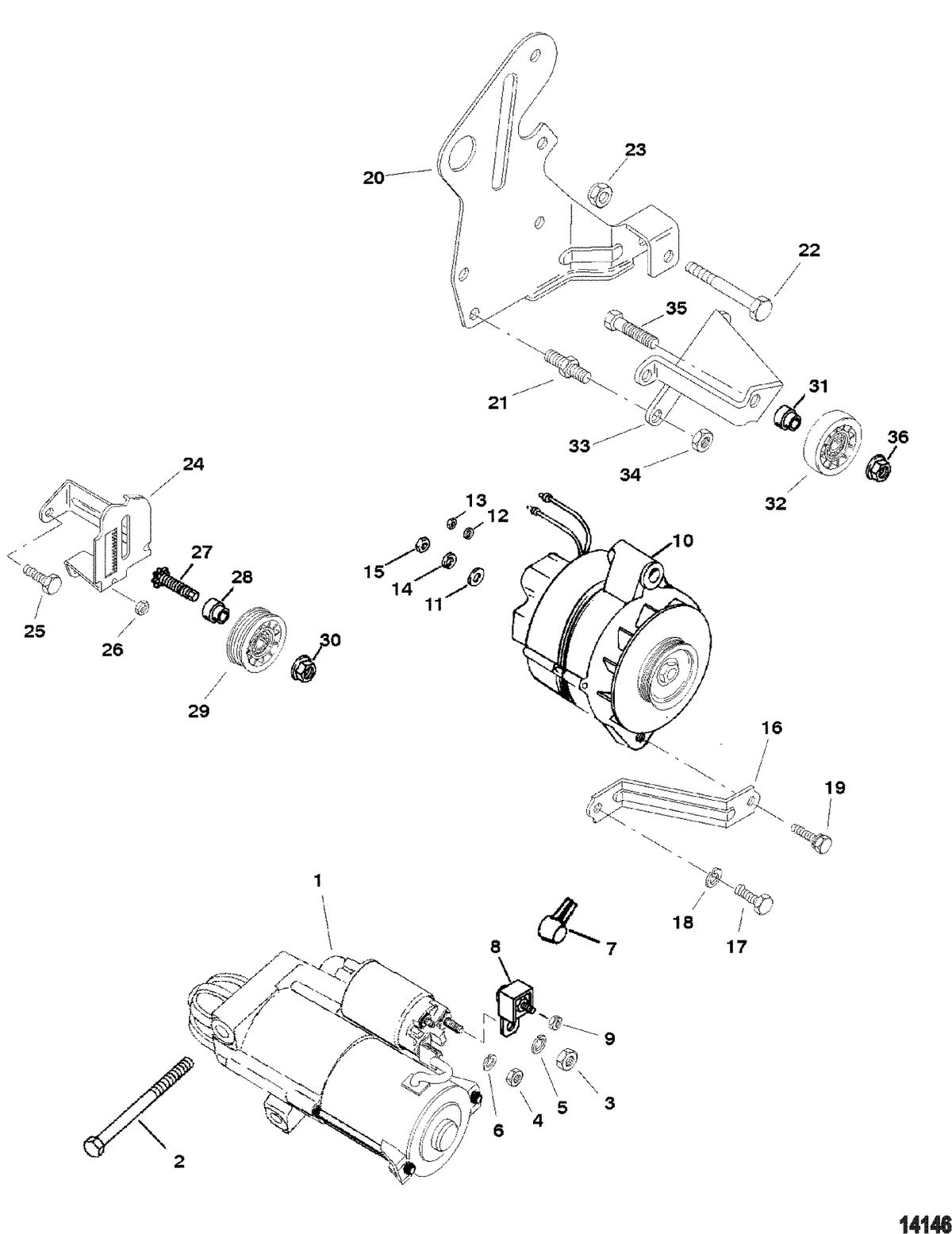 MERCRUISER 5.0L / 5.7L EFI ALPHA/BRAVO (GEN +) ENGINE Alternator And Starter Motor(Mando)