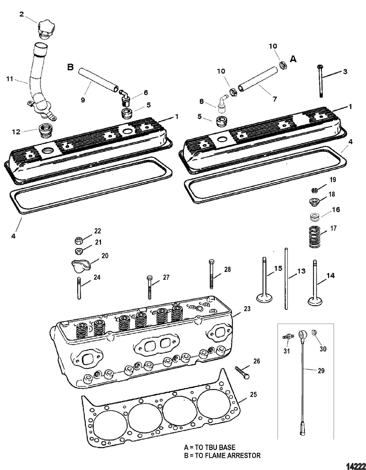 MERCRUISER 350 MAG (MPI)SKI Cylinder Head And Rocker Cover