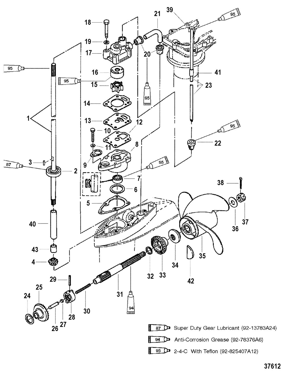 MERCURY/MARINER 4/5 HP GEAR HOUSING COMPONENTS