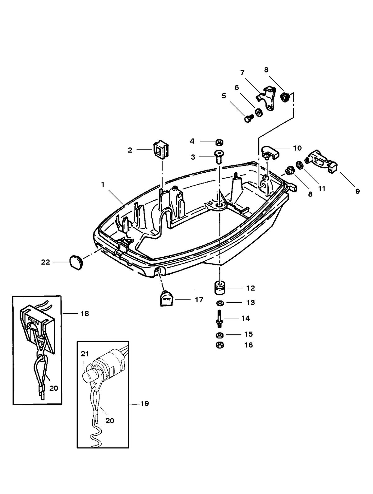 MARINER 25 HP K BOTTOM COWL