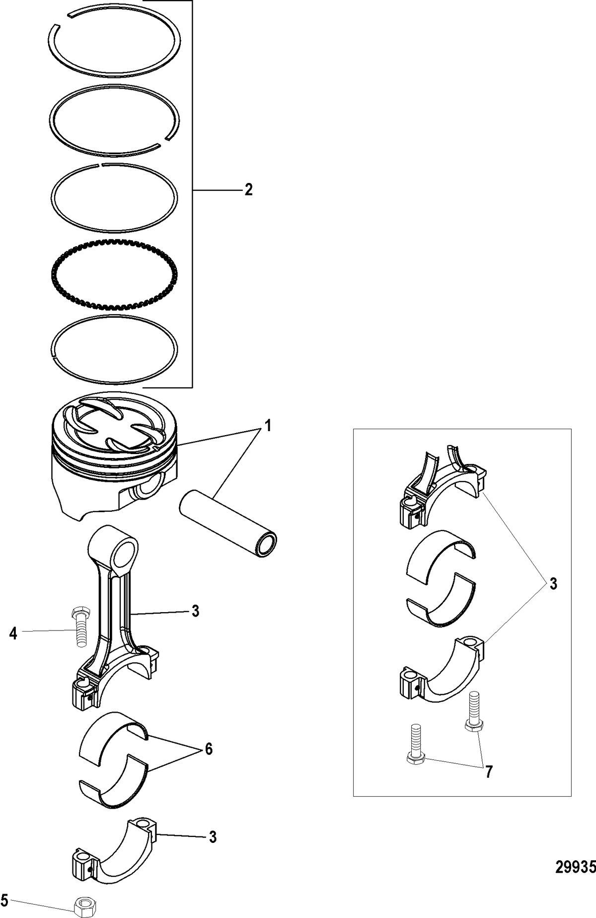 MERCRUISER 4.3L MPI ALPHA/BRAVO Pistons and Connecting Rods