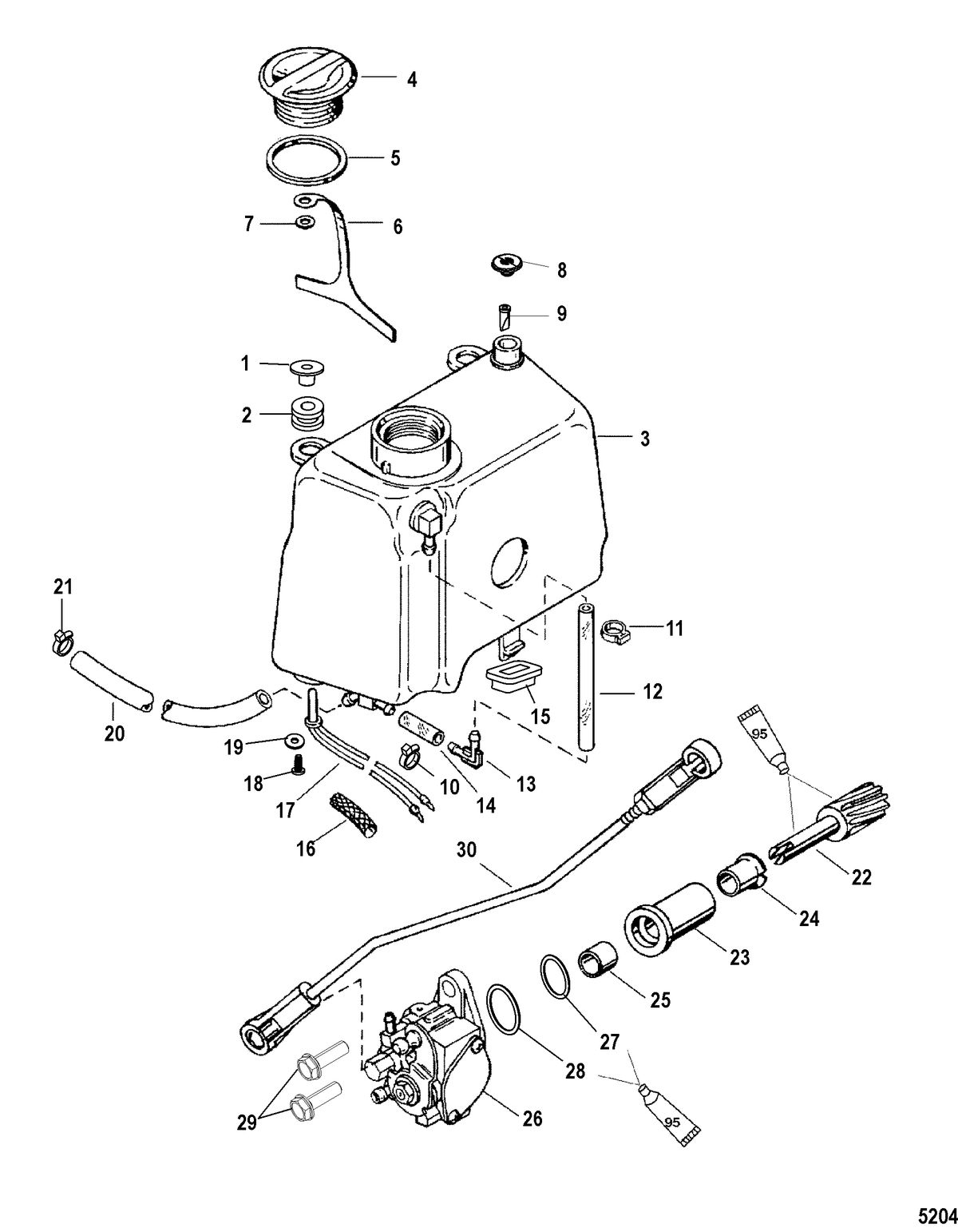 MERCURY/MARINER 30/40 (2 CYLINDER) 2-STROKE Oil Injection Components