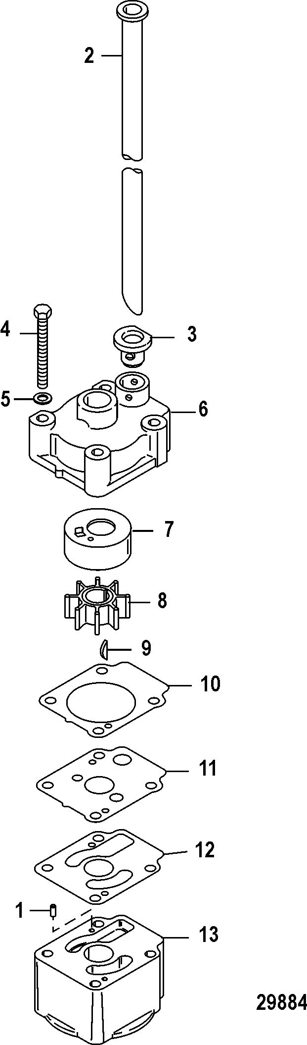 MERCURY/MARINER 25/25 JET/30HP (2 CYL/430CC) INTERNATIONAL Jet Water Pump Components