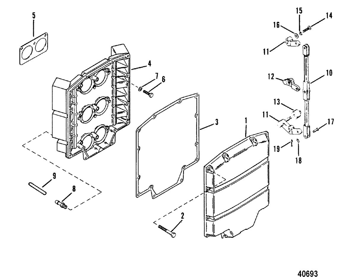 MERCURY/MARINER 200 H.P. (V-6) CHOKE PLATE AND THROTTLE LEVERS(S/N-C239553 AND UP)