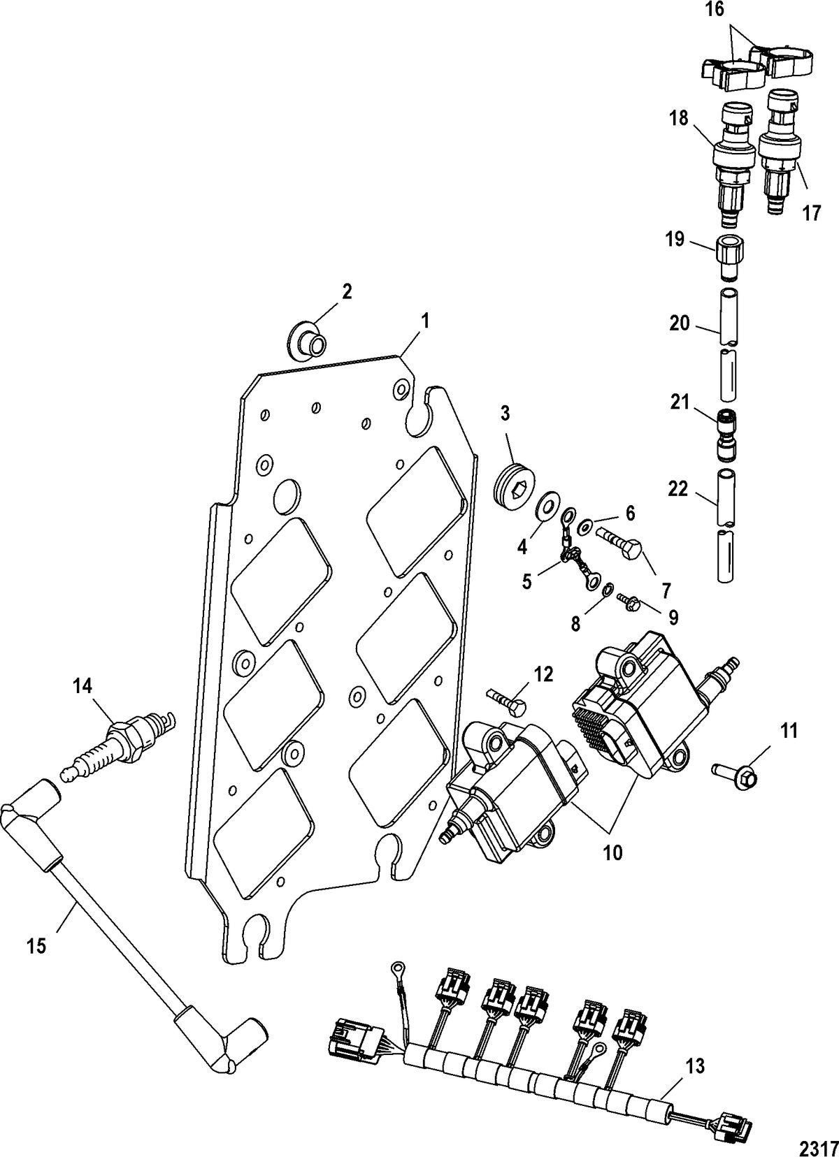 MERCURY/MARINER 150/200 EFI (2.5L) Coil Plate Assembly