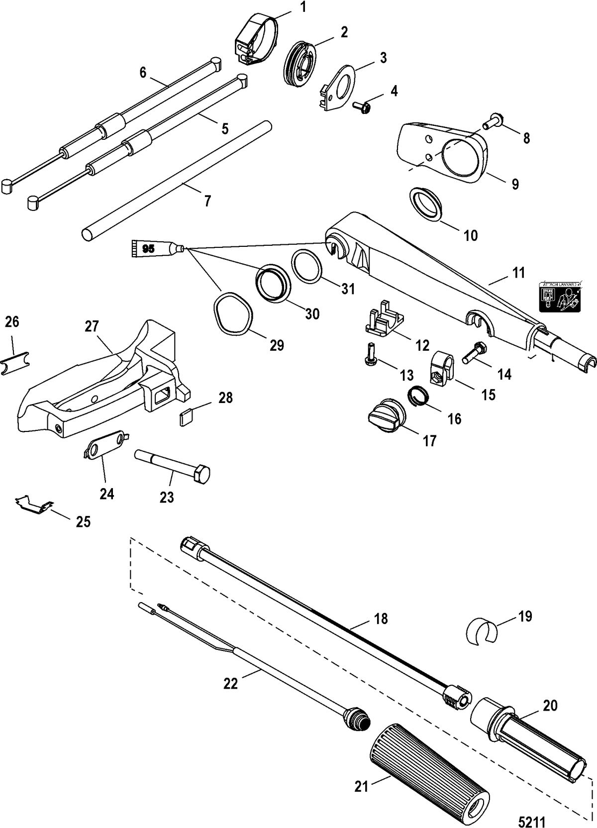 MERCURY/MARINER 30/40 (2 CYLINDER) 2-STROKE Tiller Handle