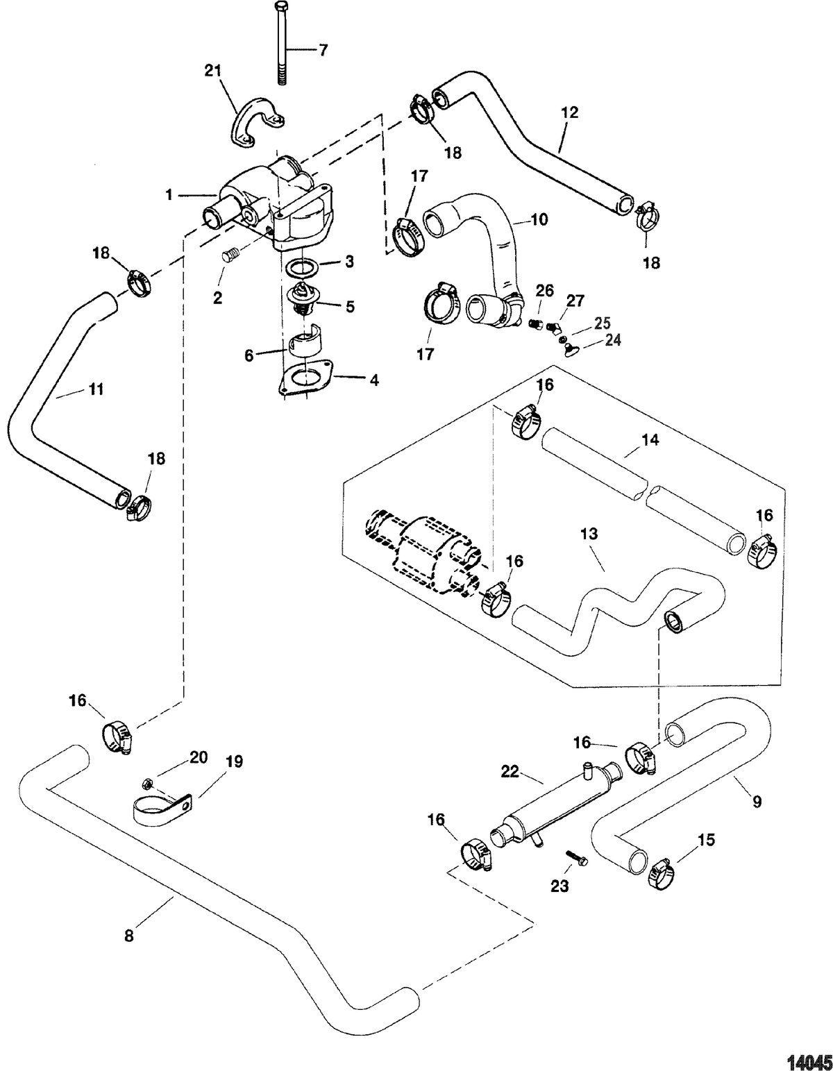 MERCRUISER 4.3L ALPHA/BRAVO (262 CID - GEN +) Standard Cooling System