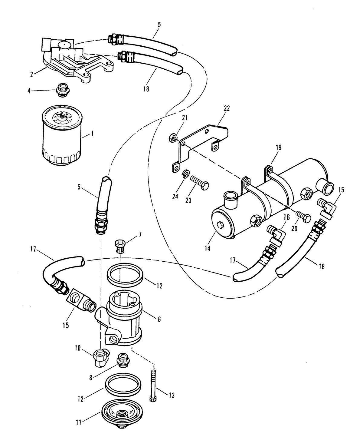 MERCRUISER 8.2L W/HURTH TRANSMISSION MIE ENGINE OIL FILTER AND ADAPTOR