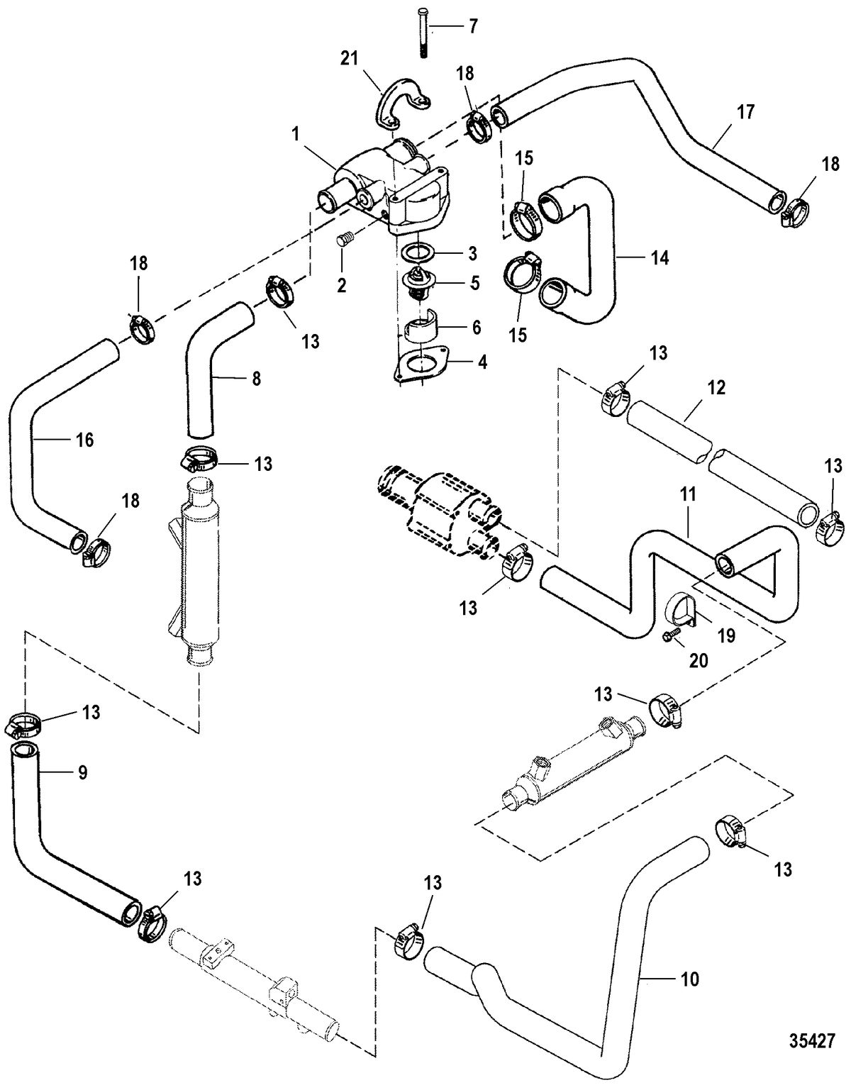 MERCRUISER 7.4L MPI (MIE) (GEN VI-L29) STANDARD COOLING SYSTEM
