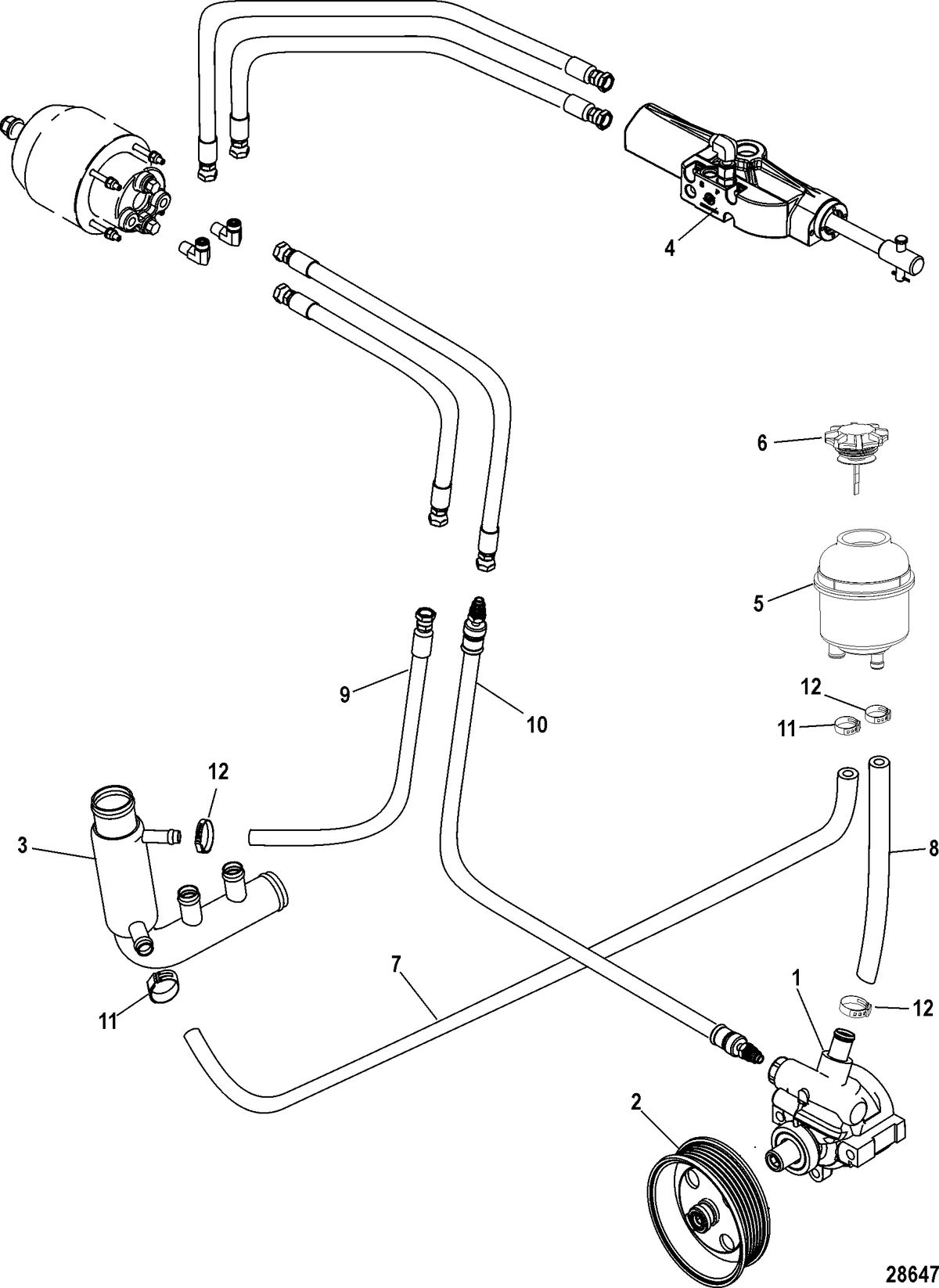 MERCRUISER VAZER 100 EC Steering Components, Hydraulic Power Steering