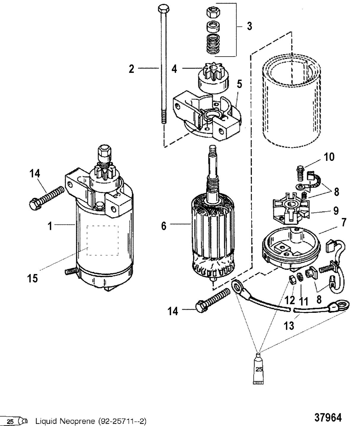 MERCURY/MARINER 40/50 H.P. JET 30 (3 CYL.) STARTER MOTOR