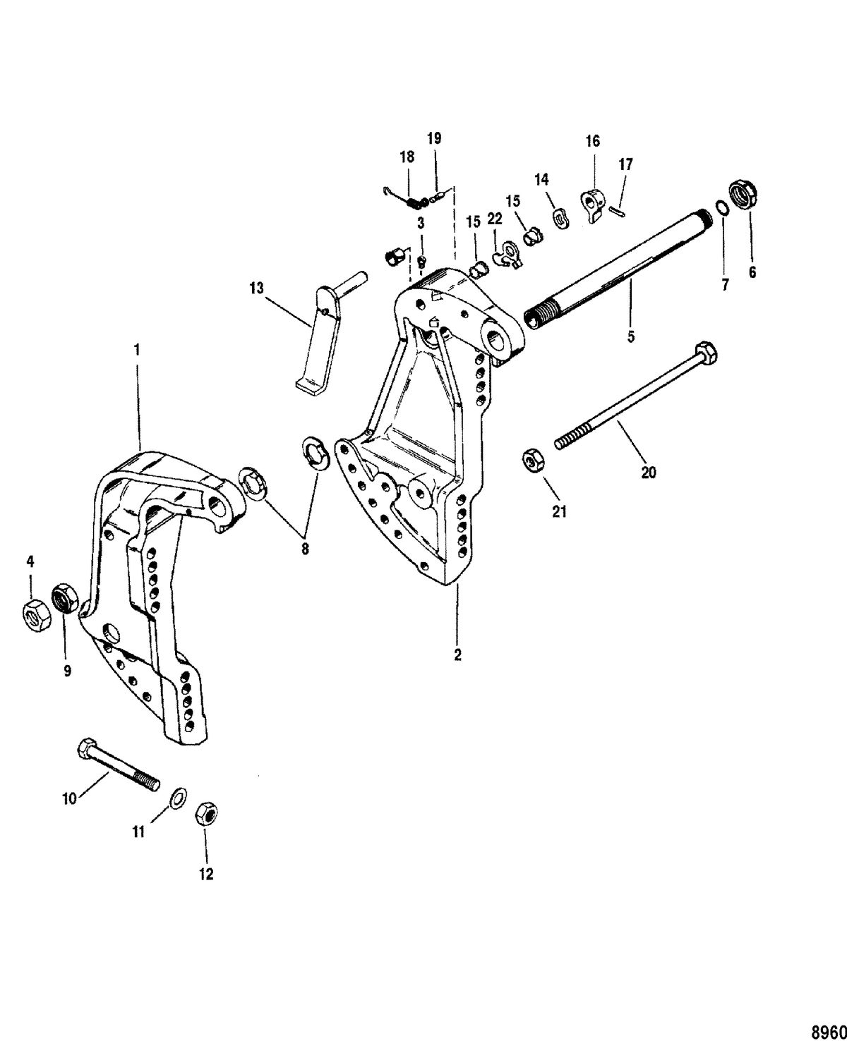 MERCURY/MARINER 200 H.P. (V-6) TRANSOM BRACKETS