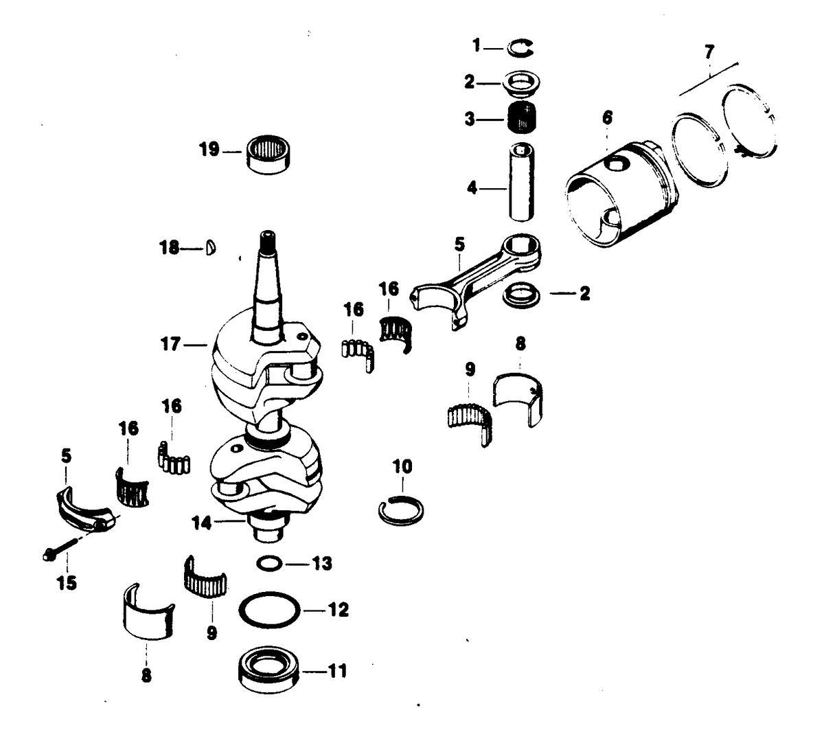 CHRYSLER 35 H.P. CRANKSHAFT AND PISTON GROUP