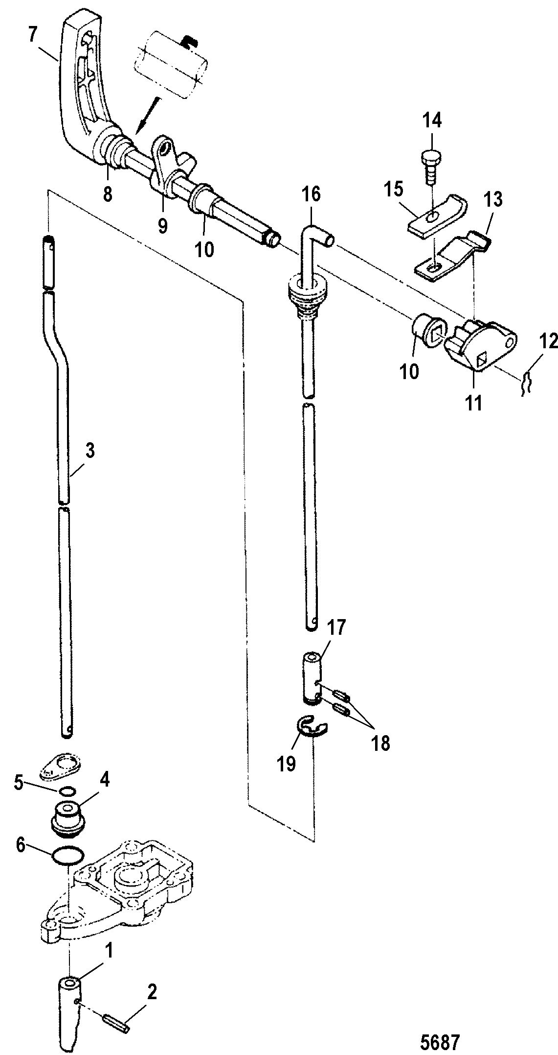 MERCURY/MARINER 6/8 HP INTERNATIONAL Gear Shift