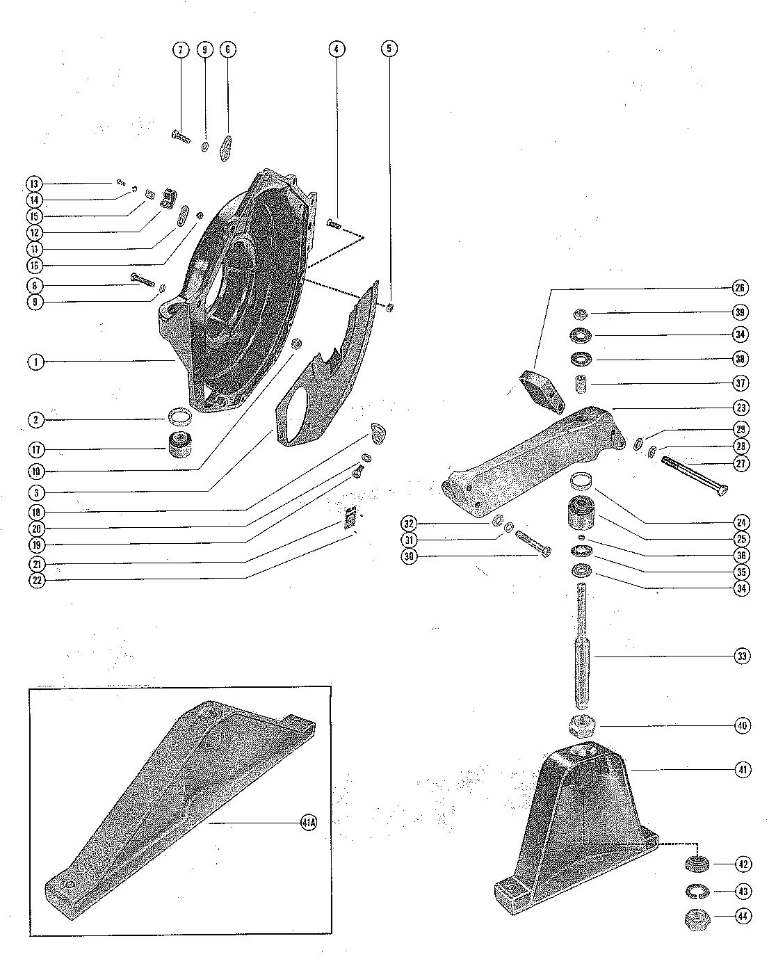 MERCRUISER 150 ENGINE FLYWHEEL HOUSING AND ENGINE SUPPORT