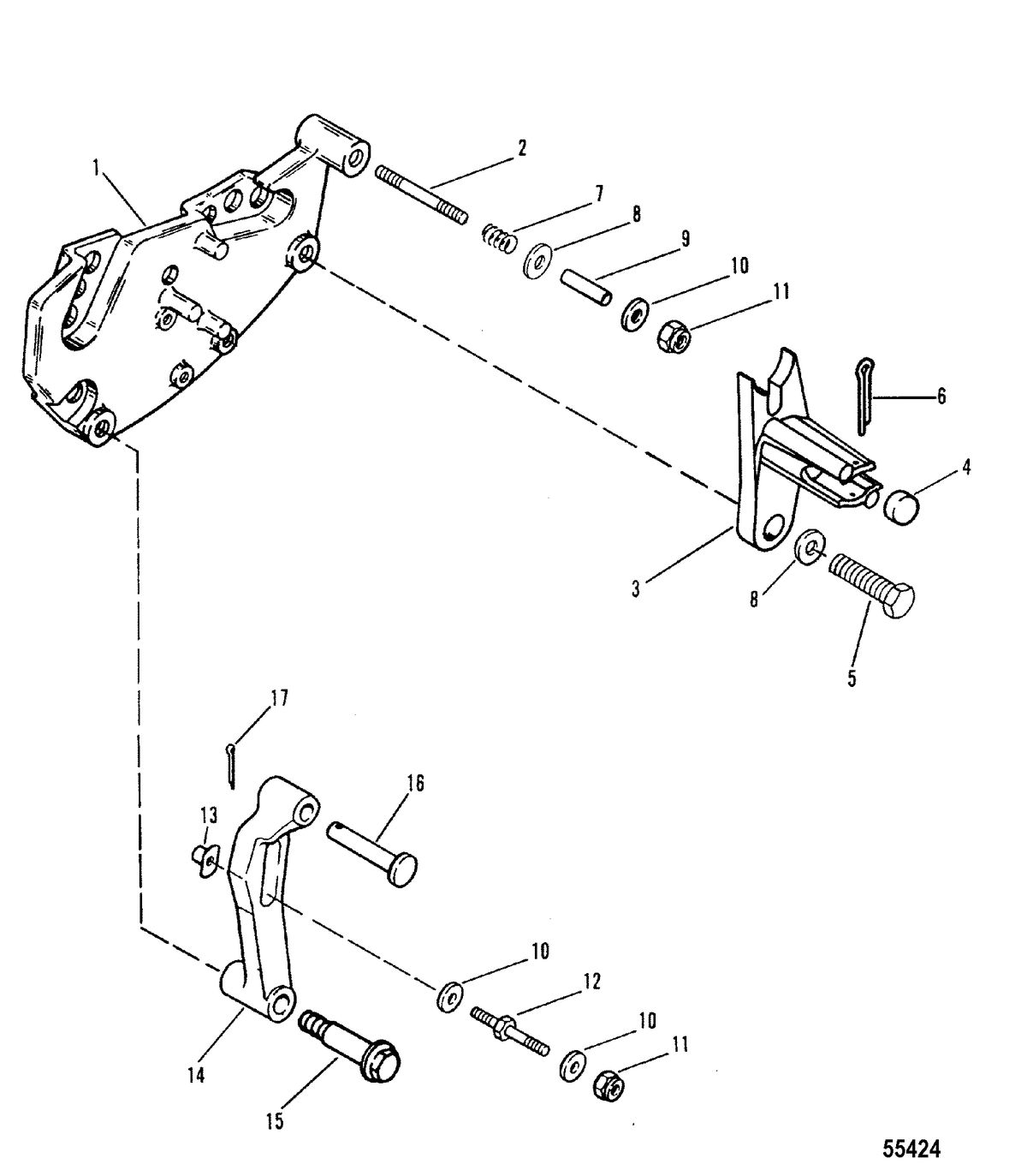 MERCRUISER 454 MAGNUM BRAVO ENGINE SHIFT BRACKET