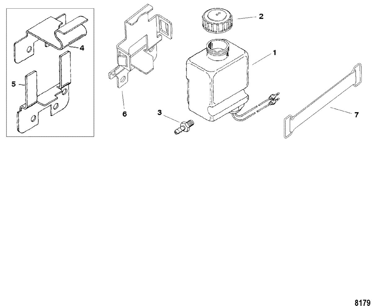 MERCRUISER 3.0L/LX ALPHA ONE Oil Reservoir Bottle and Bracket