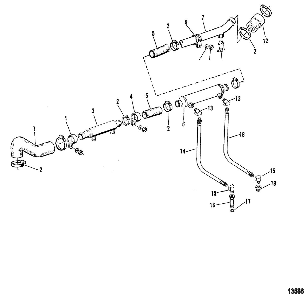MERCRUISER 530 D-TA / 636 D -TA D183 TURBO AC/D219AC Oil Cooler And Hoses(6 CYL. Old Design)