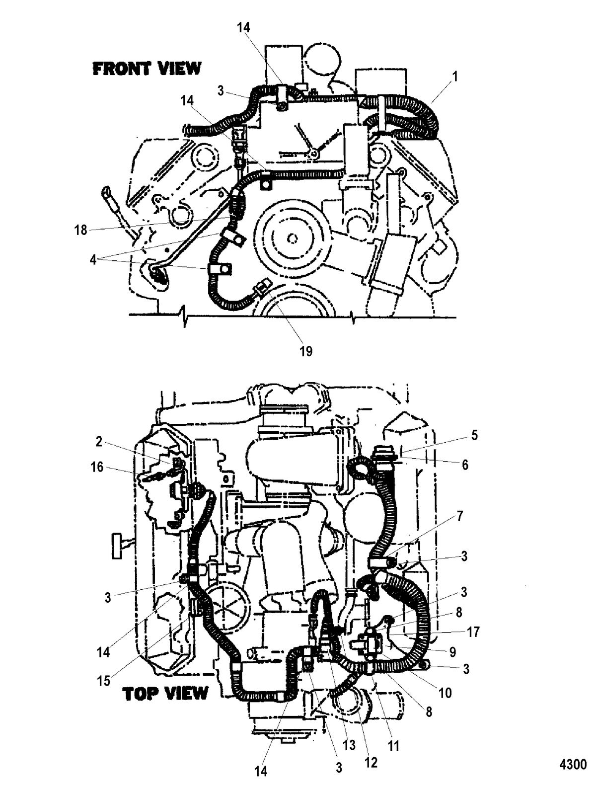 MERCRUISER CUMMINS/MERCRUISER DIESEL 7.3L D-TRONIC BRAVO Engine Wiring Harness