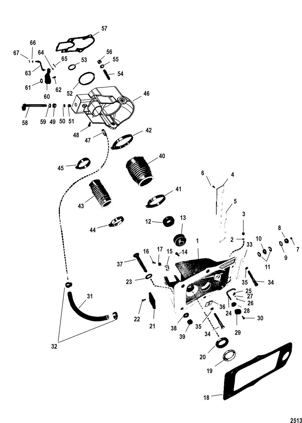 MERCRUISER 90 ENGINE AND STERNDRIVE GIMBAL/BELL HOUSING ASSEMBLY