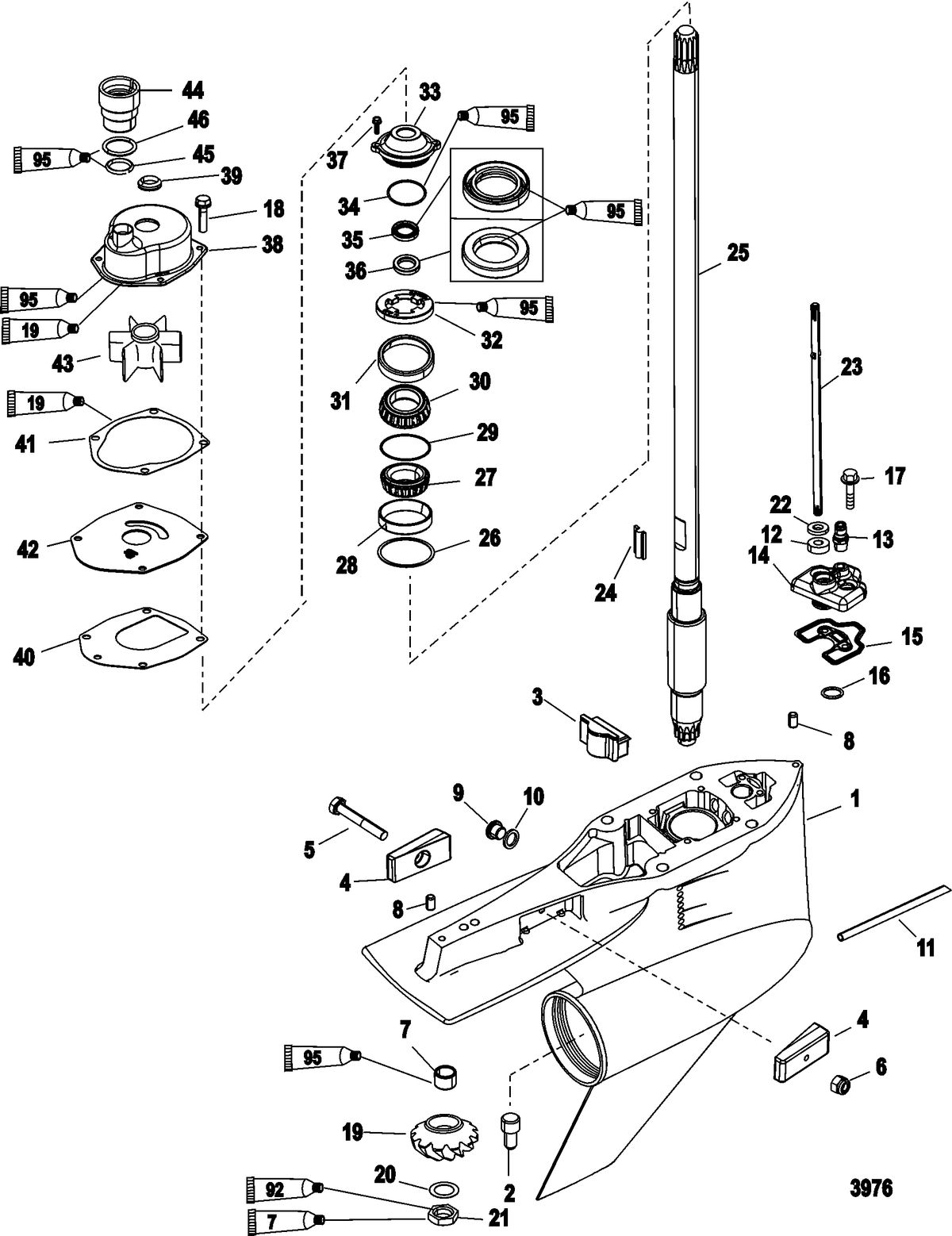 RACE OUTBOARD 250XS DFI (3.0L) Gear Housing(Drive-Standard/Counter Torque/FleetMaster)