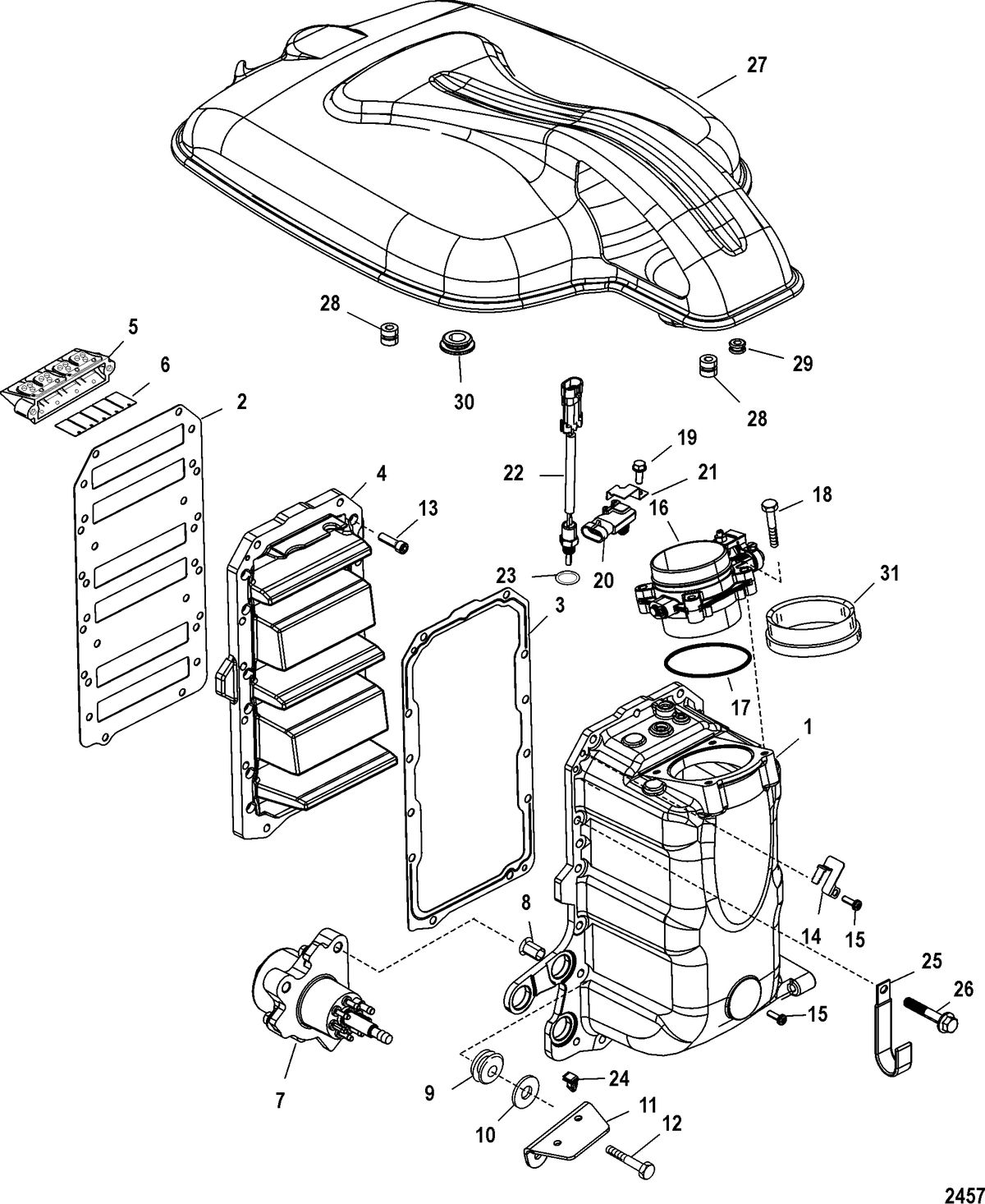 RACE OUTBOARD 2.5XS DFI (2.5L) Air Handler Components/Flywheel Cover